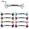 Alisouy 1PC 316L Stainless Steel Eyebrow Barbell Piercing Earrings Gems Cubic Zirconia Helix Ring Labret Lip Piercing Eyebrow Jewelry