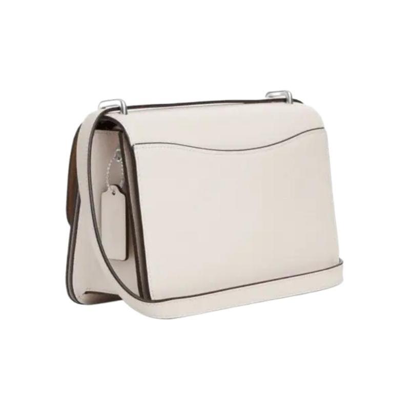 COACH Morgan 26 Solid Color Snap Commuting Flip Nameplate Cowhide Shoulder Crossbody Bag Medium Women's White