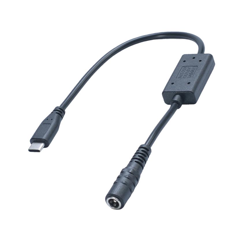 Дорожный кабель питания DC5521 на Type-C, 5.5x2.1 мм (мама) на USB C (папа), 5V3A, для тесных пространств