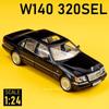 1/24 Benz W140 320SEL игрушечные модели машин литые со звуком и светом задние колеса инерционные модели машин коллекционные подарки