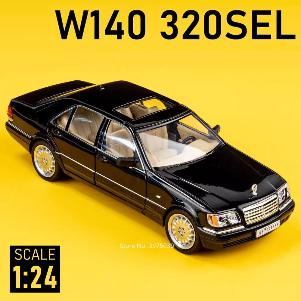 1/24 Benz W140 320SEL игрушечные модели машин литые со звуком и светом задние колеса инерционные модели машин коллекционные подарки