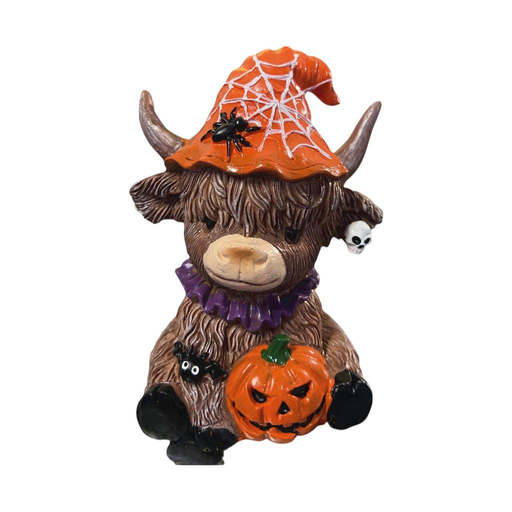 Фигурка коровы Хэллоуин Тыквы Паук Корова, Подарки на Хэллоуин, Украшение для дома, сада, кухни, рабочий многоярусный палетный стол