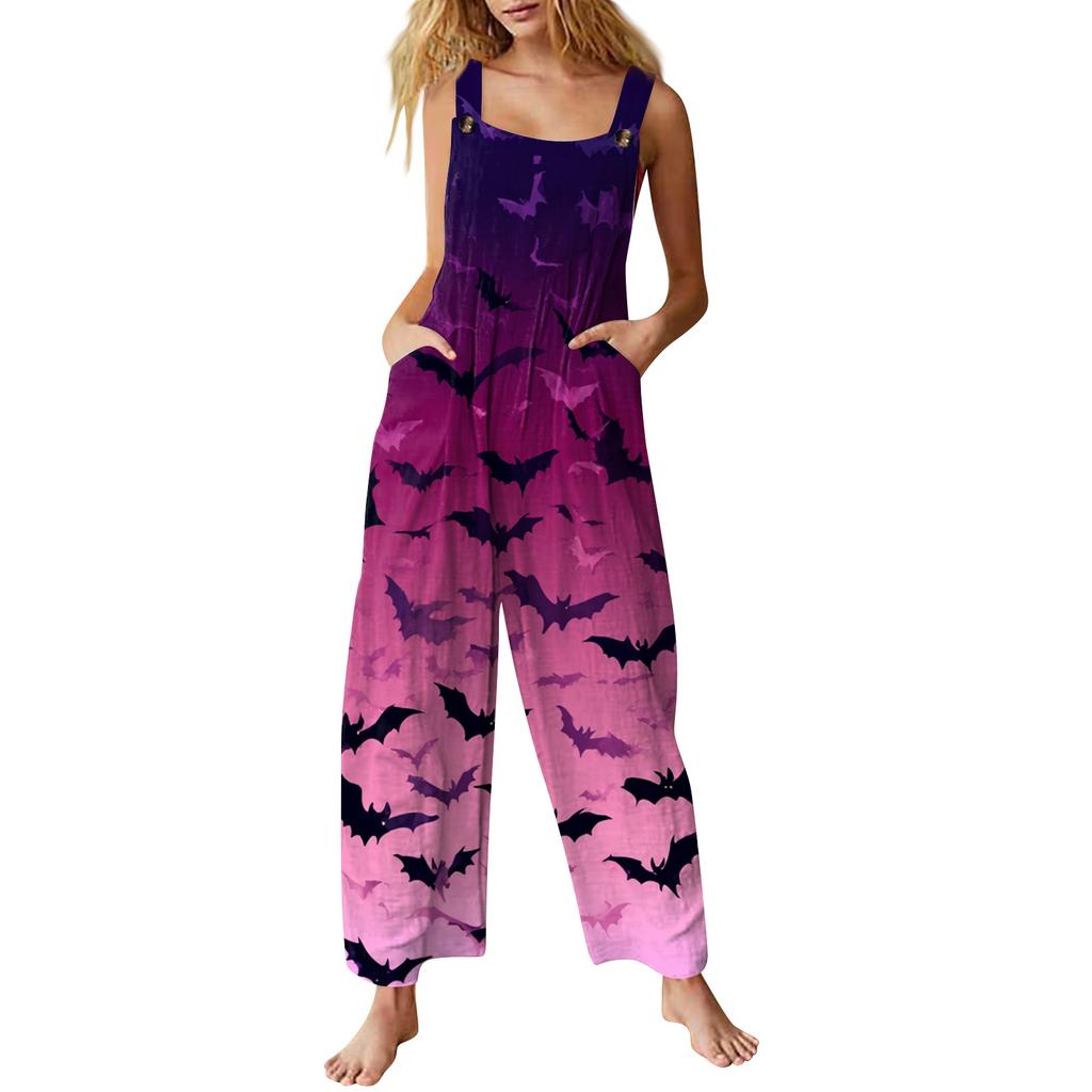 Женский комбинезон с принтом, повседневный свободный комбинезон