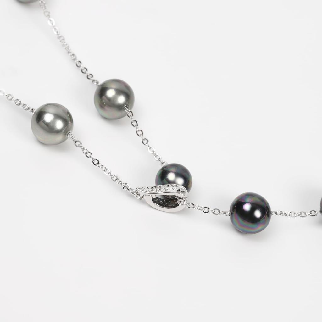 by Yumi Pearl Necklace Yumisienne Large Bead Station Multicolor Popular Ceremonies Simple Stylish Made in Japan [MIONO] [Produced Katsura] Women's