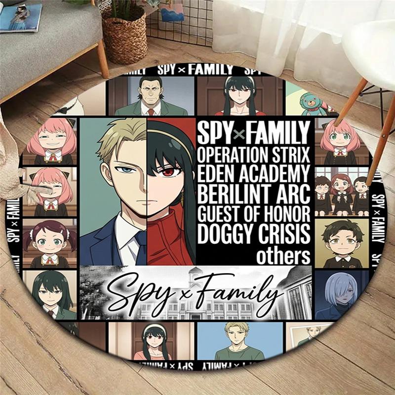 Ковер круглый Spy Family Ковер для гостиной, спальни, дивана, игровой комнаты Декор Нескользящий коврик для пола