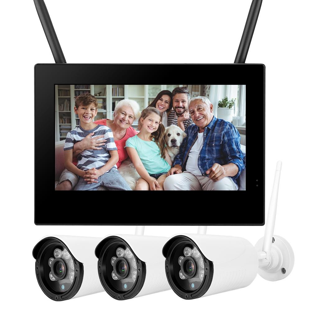 10-дюймовый 1,3-мегапиксельный HD беспроводной WIFI-детский монитор с 3 камерами, умный видеорегистратор, домашняя система безопасности