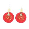[R4297] - Handmade Red 'Mistinguette' Earrings (Sakura) - 38x30mm