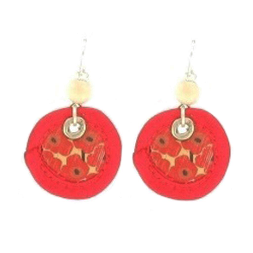 Les Trésors De Lily [R4297] - Handmade Red 'Mistinguette' Earrings (Sakura) - 38x30mm