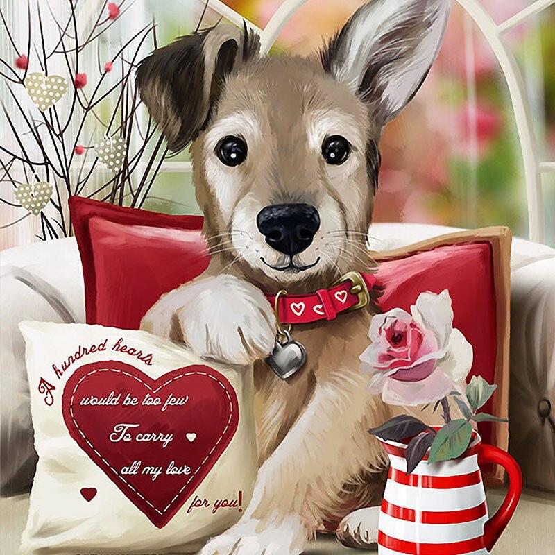 5D DIY алмазная живопись милая собака Алмазная вышивка милое домашнее животное вышивка крестиком полная квадратная круглая дрель ручной домашний декор подарок