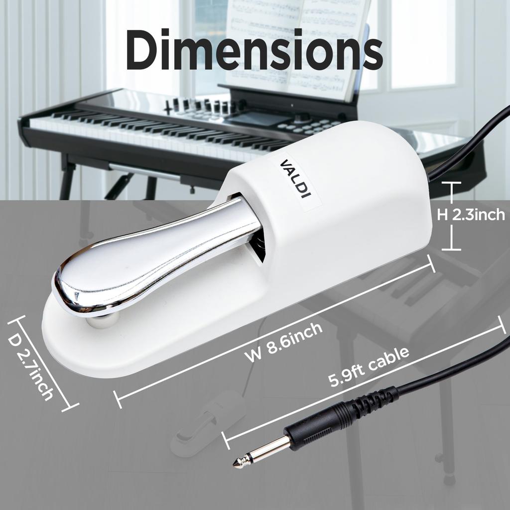 VALDI Sustain Pedal Red Универсальная педаль для цифрового MIDI и синтезаторов Переключатель преобразования для всех марок Удлинительный кабель BP-3 - Клавиатуры, фортепиано,