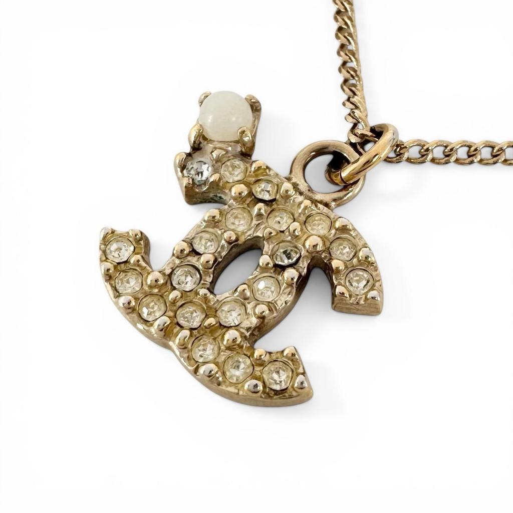 CHANEL COCO Mark rhinestone 09A Necklace gold Women used