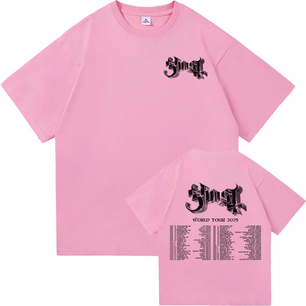 Футболка GHOST SKELETÁ World Tour 2025, модная мужская эстетичная винтажная хип-хоп футболка унисекс, сатанинская повседневная хлопковая футболка.