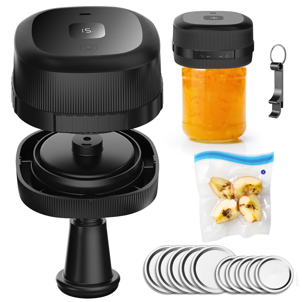 Electric Mason Jar Vacuum Sealer 60KPa Strong Suction Vacuum Sealing Machine Silent Rechargeable Portable Cordless Vacuum Sealer