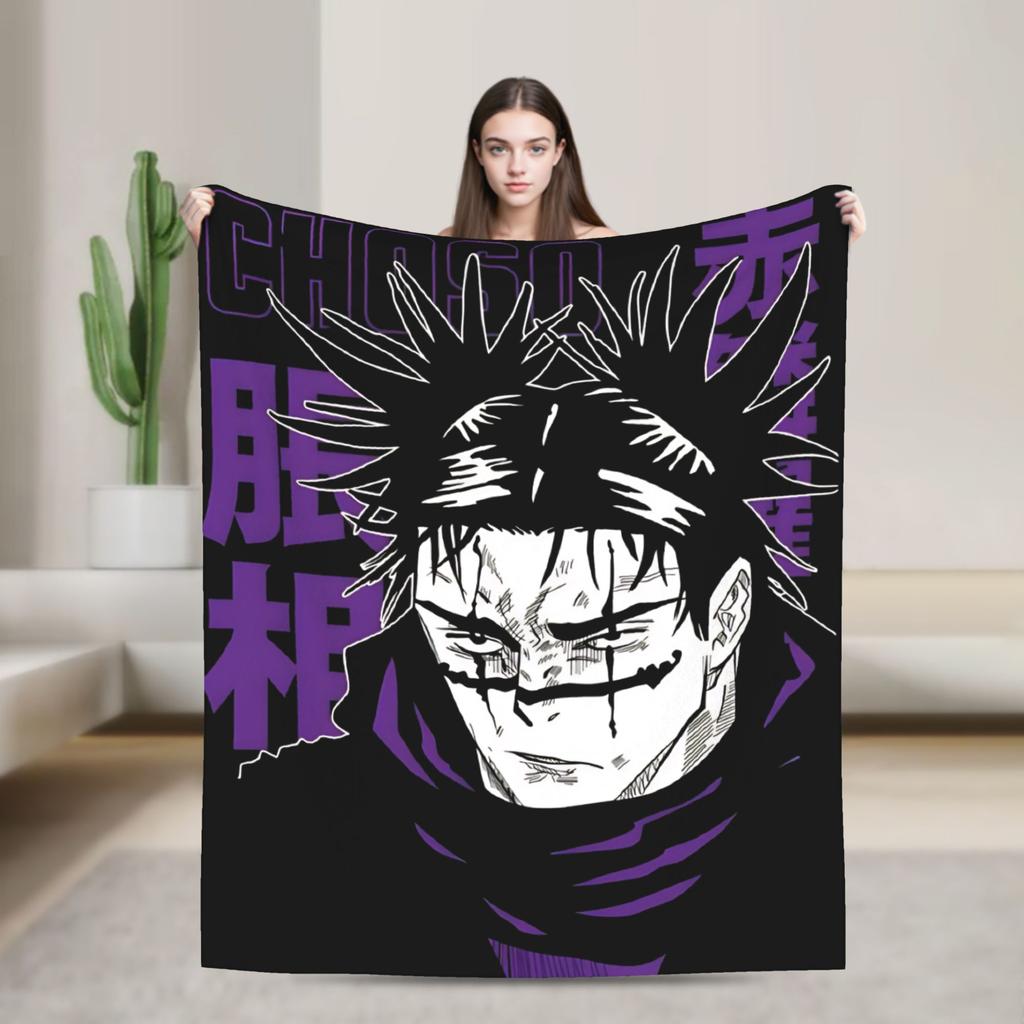 Choso Blanket Cover Flannel Kaisens Anime Lightweight Thin Throw Blanket for Car Sofa Couch Bed Rug