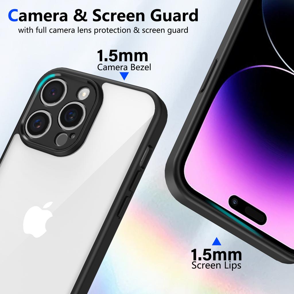 Для iPhone 15 Pro Max Чехол Матовый на ощупь Прозрачный ПК+ТПУ Ударопрочная Задняя крышка для телефона