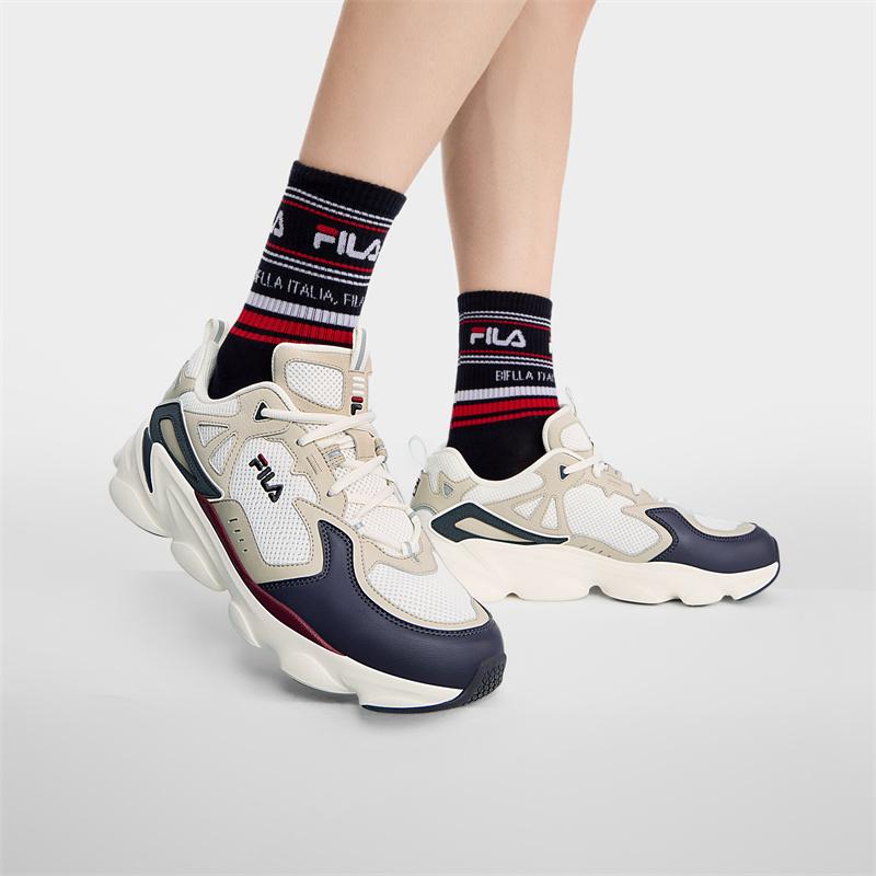 Fila Простые кроссовки на толстой подошве, увеличивающие рост, с низким верхом, повседневные, мужские, белые, коричневые, F12M422111FSP
