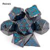 7 Pcs Blue Silver Double Swords Metal Dice Solid Polyhedral Dice Set Suitable for Role-Playing RPG Board Game