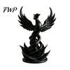 Flame Base Decoration Phoenix Rising Sculpture, 3D Printed Bird Figurine, Mythical Creature Oriental Statue with Wings for Desk, Study Room,