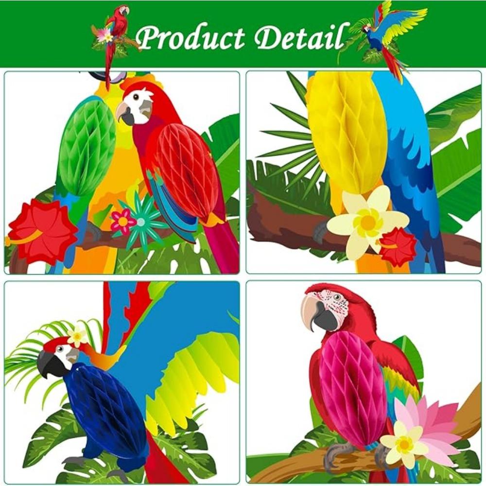 6 шт. праздничных украшений тропические птицы гавайские принадлежности для вечеринок бумажные попугаи соты вырезанные подвески для бара Тики Луау тропический лес вечеринка дворы декор