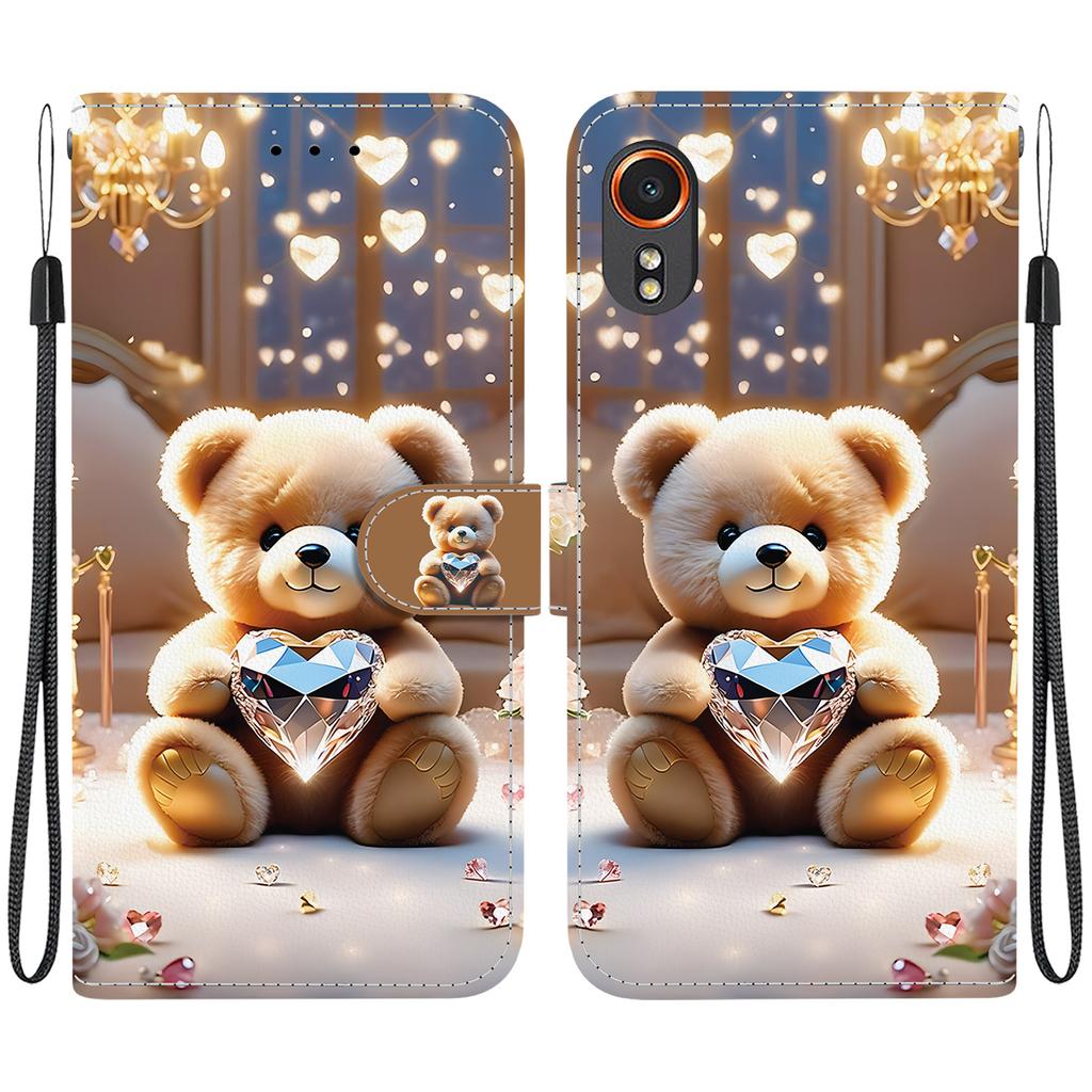 Чехол-книжка из искусственной кожи ручной работы для Samsung Galaxy XCover7 (SM-G556B/G556BU1)- Противоскользящий ударопрочный чехол с ремешком на запястье и дизайнами в виде сердец/роз и кошек