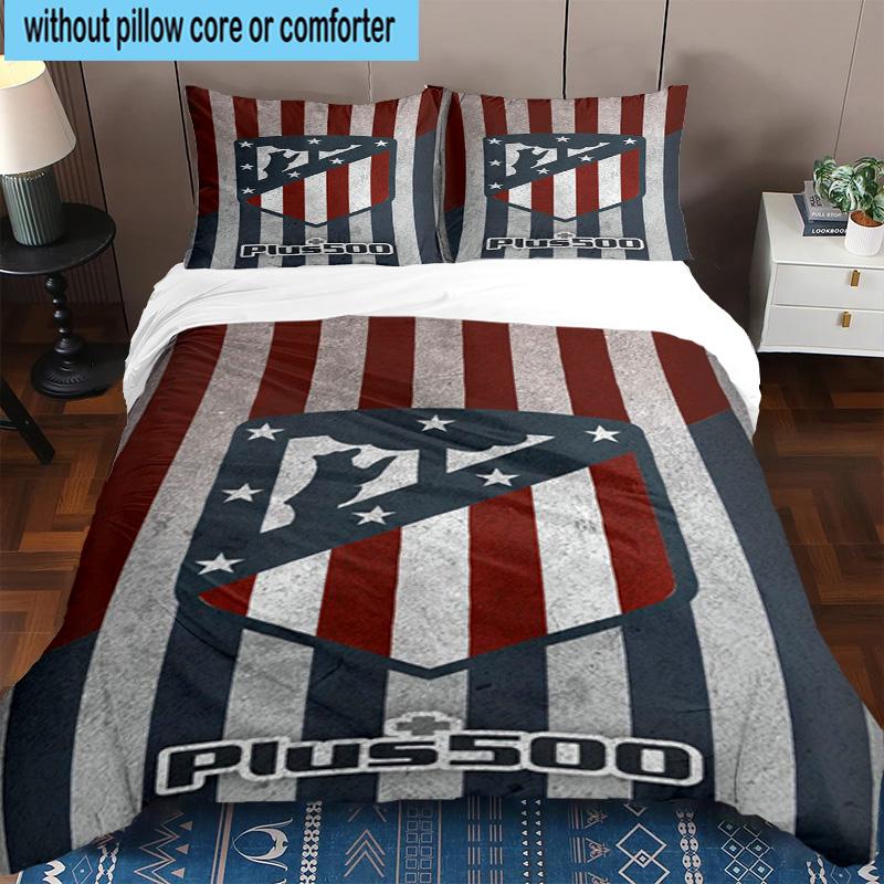 3pcs Atletico Football Club Printed Bedding Set Duvet Cover Closure Includes 1 Duvet Cover & 2 Pillowcases Bedding Sets Home Decor Gifts