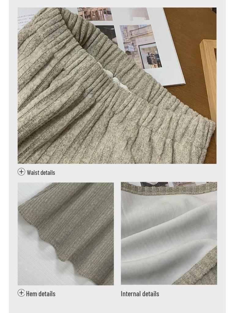 Женская длинная юбка в Корейском стиле с большой складкой и высокой талией - Осень/Зима, облегающий и свободный крой