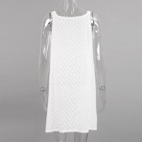 Женская ночная рубашка без рукавов, хлопковая кружевная сорочка, ночная рубашка с V-образным вырезом, на шнуровке, ажурная пижама Babydoll, летний короткий халат