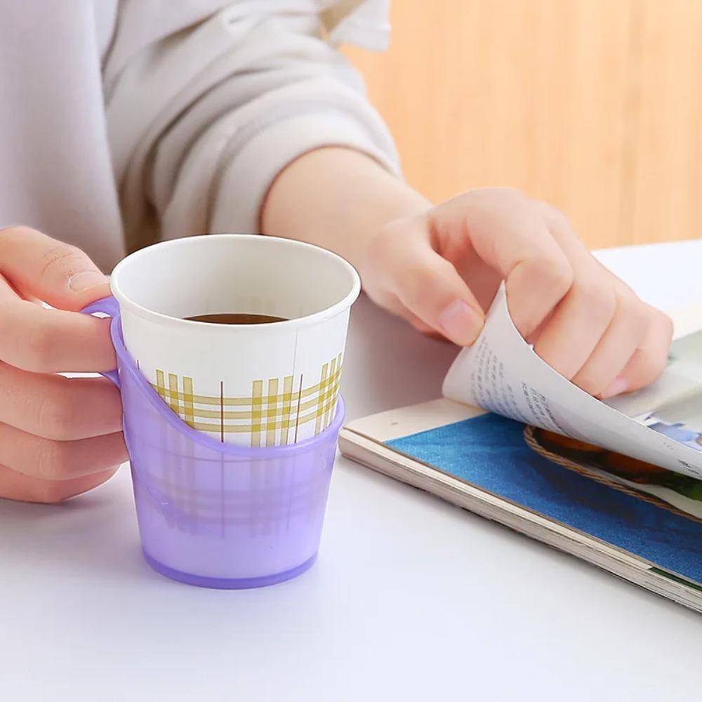 10pcs Anti-Scald Insulated Disposable Paper Cup Holder Plastic Paper Cup Stand Pantry