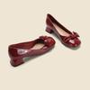 2025 New Shoes for Women Low Heel Elegant Ladies Summer Footwear Leather Casual Square Toe with Bow Shoes