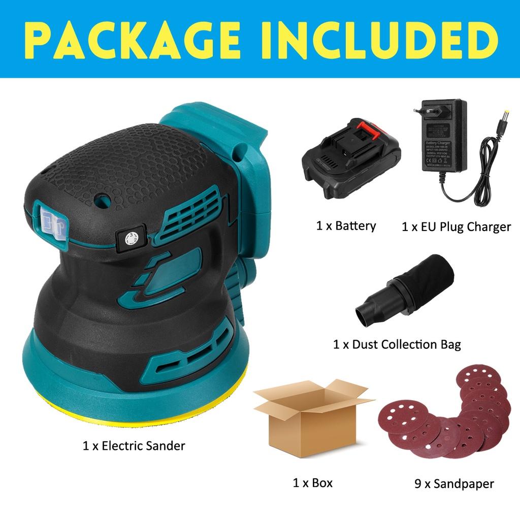 Бесщеточный электрический шлифовальный станок с произвольным орбитальным движением, наждачная бумага, шлифовальный станок для дерева, полировальный станок, электроинструменты для Makita, аккумулятор 18 В, 125 мм