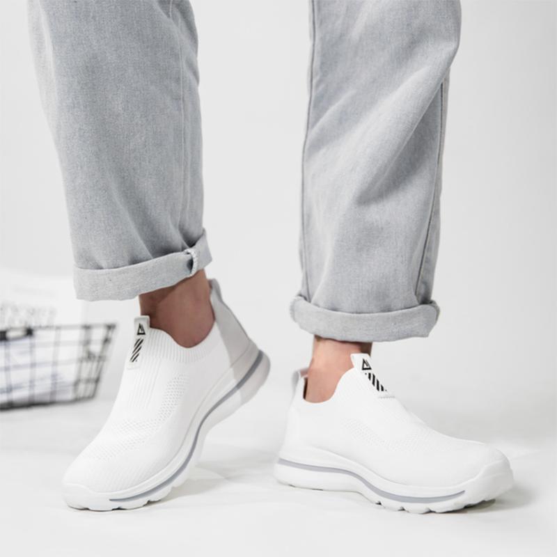 Мужские кроссовки Slip On серые спортивные кроссовки для бега и тренировок легкие сетчатые однотонные кроссовки