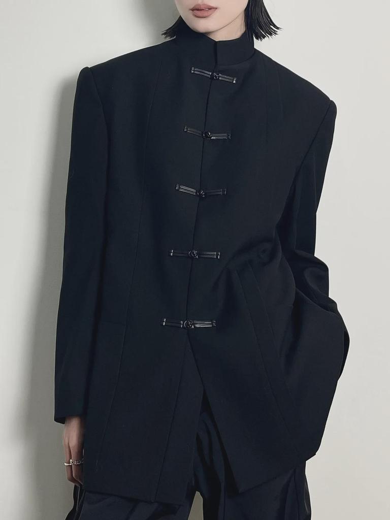 Мужской современный китайский костюм Чжуншань: Высококачественный воротник-стойка, повседневный свободный крой.