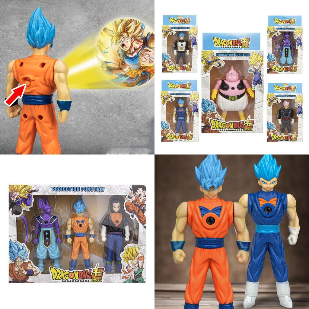 Dragon Ball Z Light Projection Figure Model Blue Goku Vegeta Kids Gift**