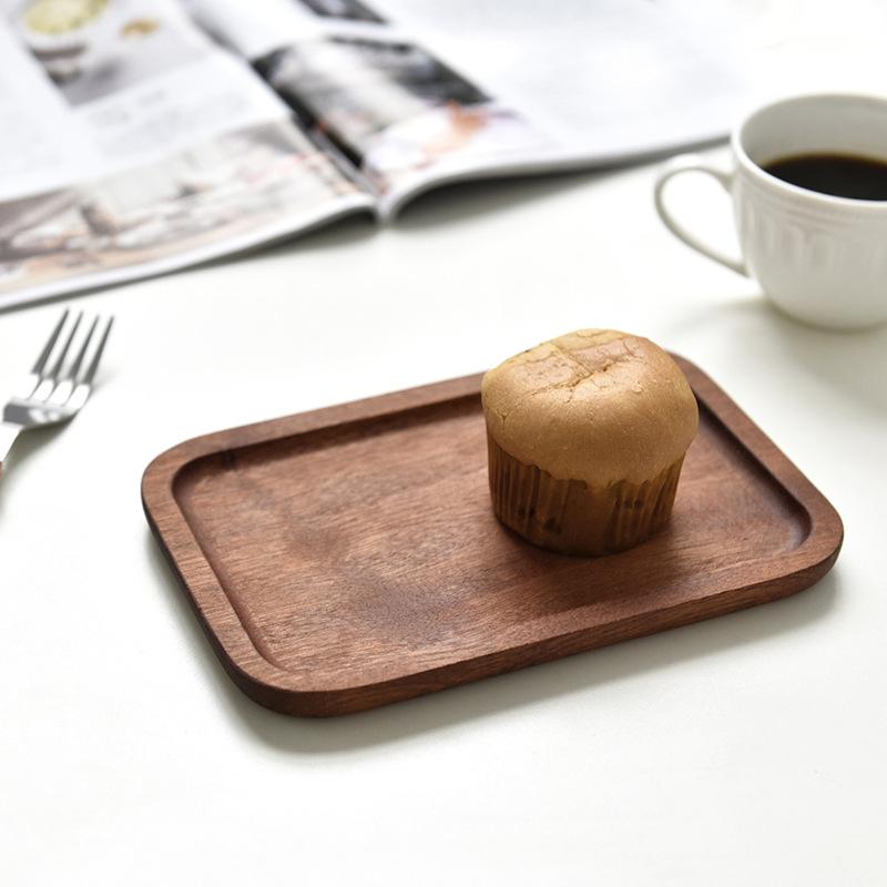 Wooden Tray Ins Style Small Wooden Tray Rectangular Dinner Plate Cake Bread Coffee Tea Set Solid Wood Plate Tray