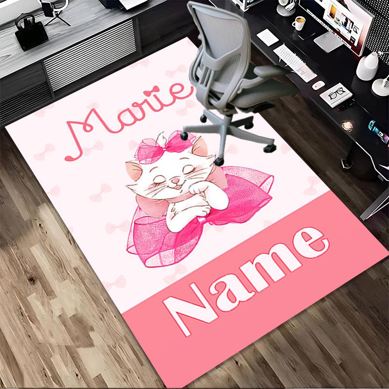 Personalized Name Cat Love Living Room Non-Slip Area Rug Soft Carpet for Bedroom Kids Playroom Sofa Office Home Decor Doormat