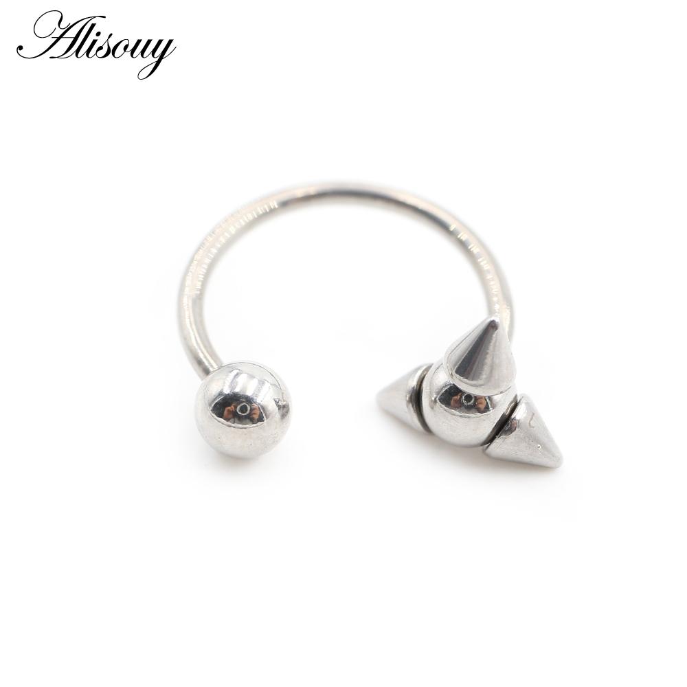 Alisouy 1PC нержавеющая сталь конус шип женский губа лабрет нос кольцо дайт пирсинг ювелирные изделия ушной обруч козелок хрящ спираль серьга