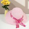 Бежевая соломенная шляпа с широкими полями, складная, в горошек, с бантом-лентой, защита от УФ-излучения, для летних вечеринок у бассейна, путешествий