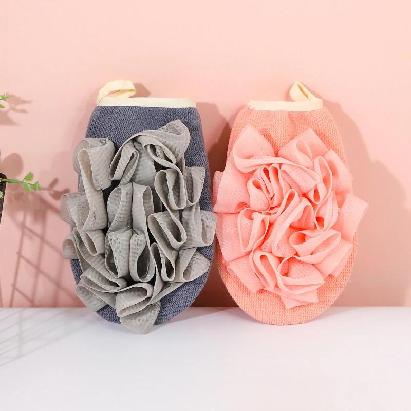 2 в 1 Мочалка для душа, скраб для тела, губка для ванны, полотенце, инструмент для ванной, отшелушивающие перчатки, очищение тела, банный цветок