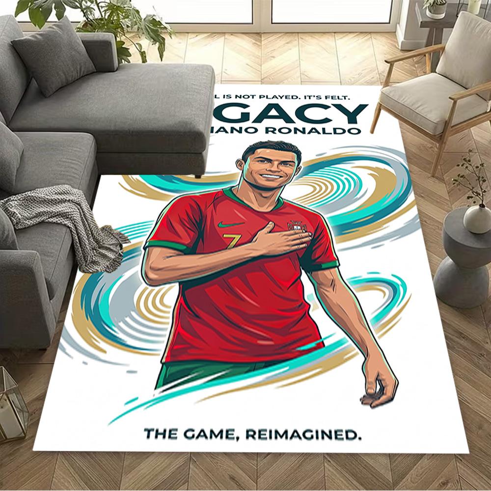Ronaldo's Legacy Football Floor Mat Perfect for Study room Foyer Playrooms Balcony Anti-slip Rug Decorate Offices Gift for Festivals