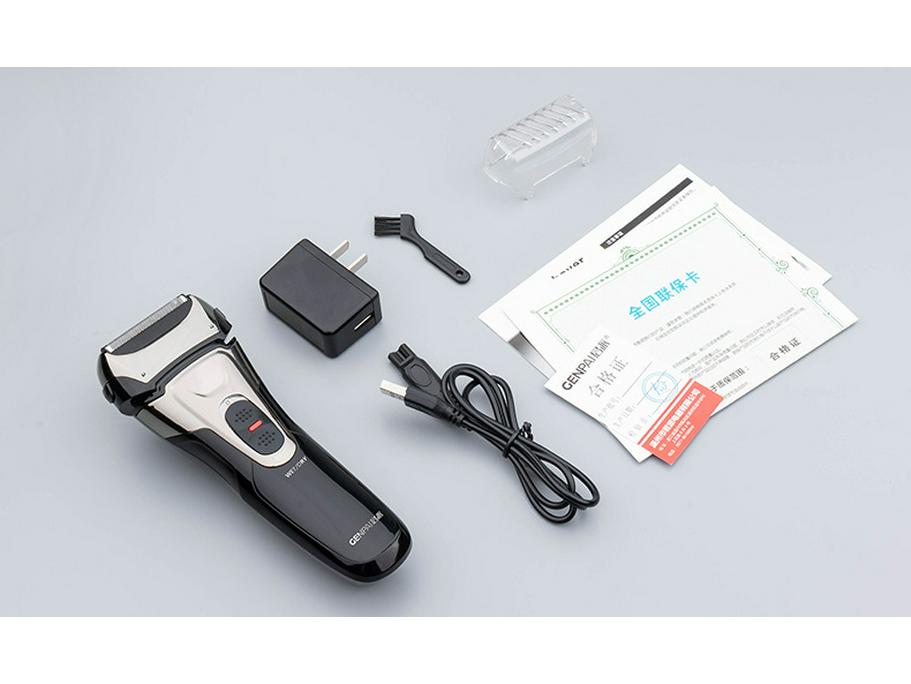 Мужская аккумуляторная электробритва с тремя лезвиями и выдвижным триммером, полностью моющаяся.