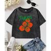 Женская футболка с принтом свежих помидоров, выстиранная, модная, винтажная, с круглым вырезом, с коротким рукавом, хлопковая, приталенная