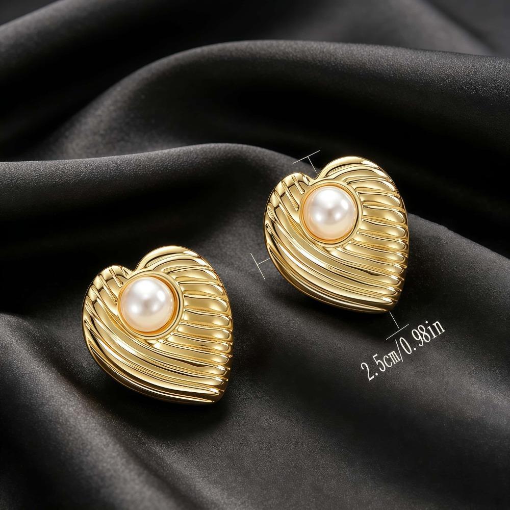 ins style French retro pearl stud earrings women's 18K gold-plated niche design high-end earrings