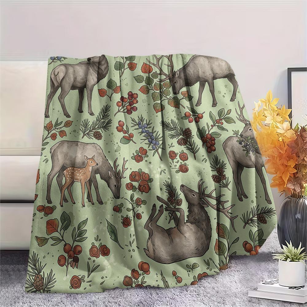 Retro Animal Parrot Horse Print Flannel Blanket High quality Comfortable for All Seasons Home Decor Warmth and Comfort Perfect for Christmas Gifts
