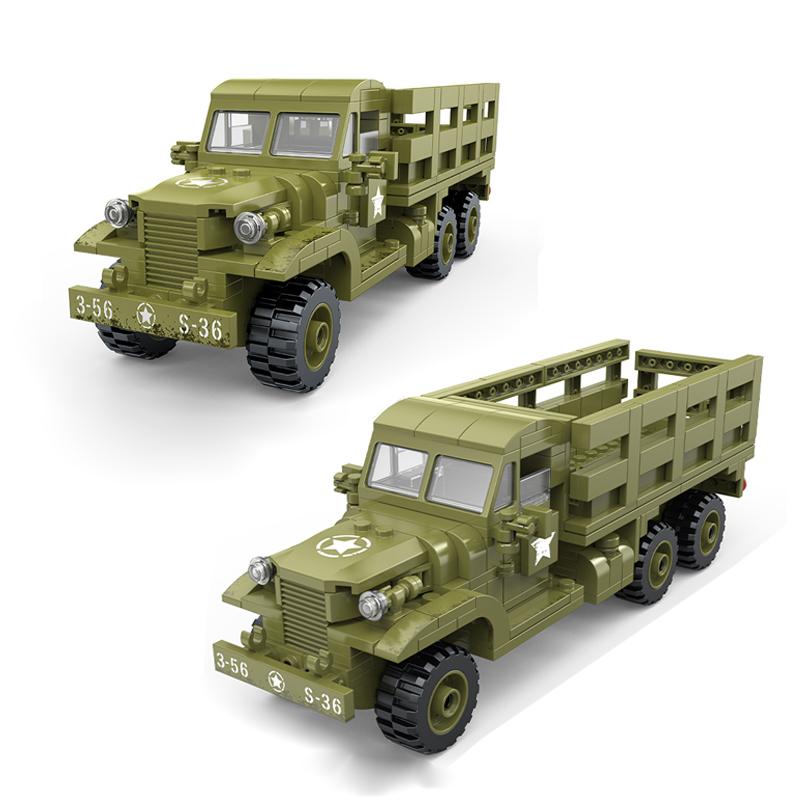 Военный Транспортный Грузовик США CCKW-353 Модель MOC Строительный Блок Внедорожный Перевозчик Личного Состава DIY Собранные Игрушки