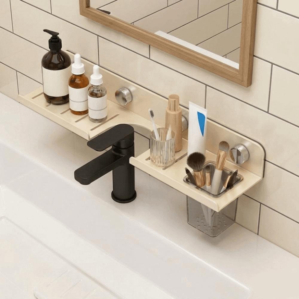 Wall Mounted Countertop Tap Storage Rack No Drill U-Shaped Storage Rack Faucet Storage Shelf Sink