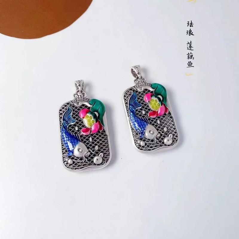 Ethnic Style Fish Pendant Necklace Men Women Enamel Copper Charm With Adjustable Chain Cultural Gift Jewelry