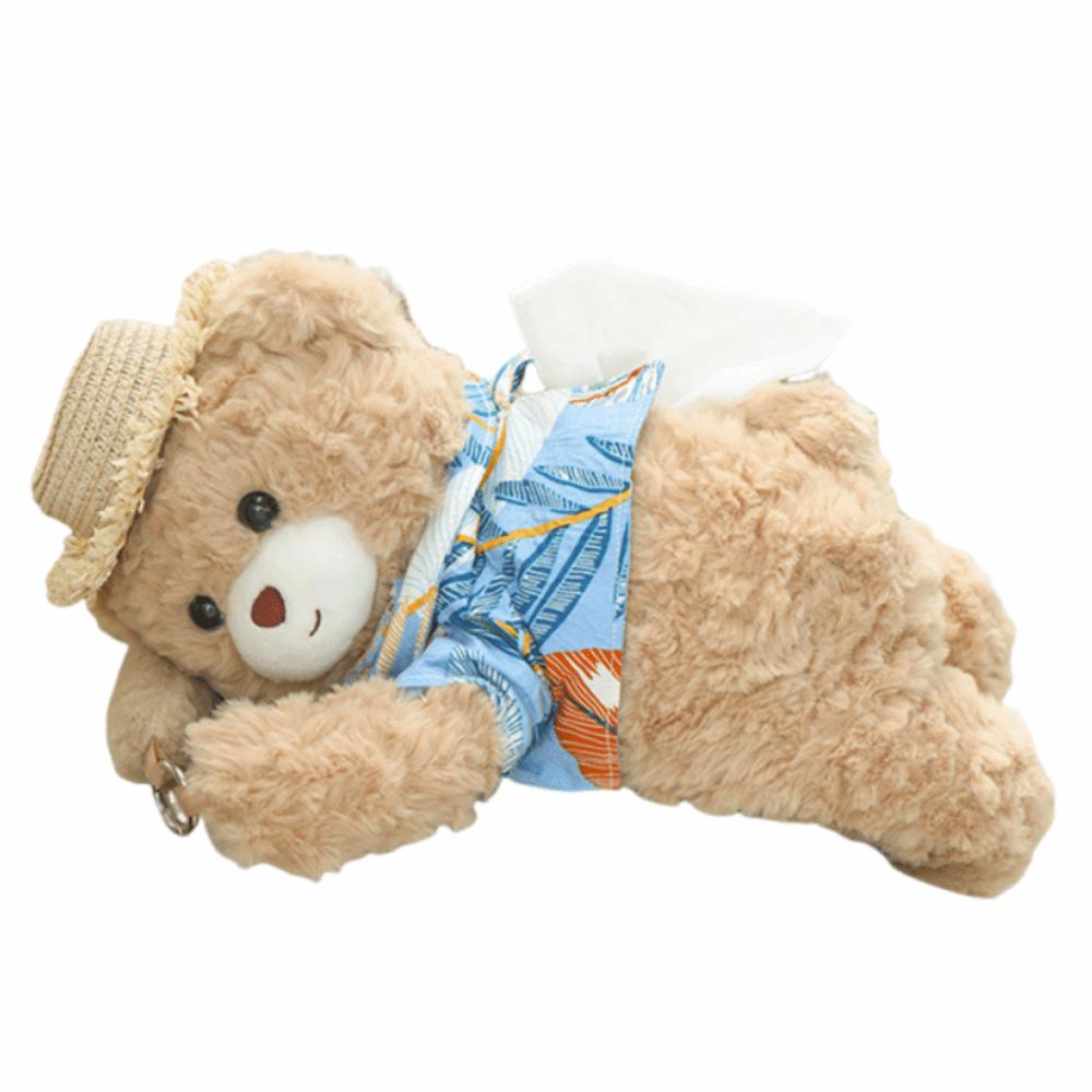 Cartoon Plush Bear Vehicle Tissue Bag Soft Plush Tissue Box Dispenser Towel Paper Holder  Kitchen