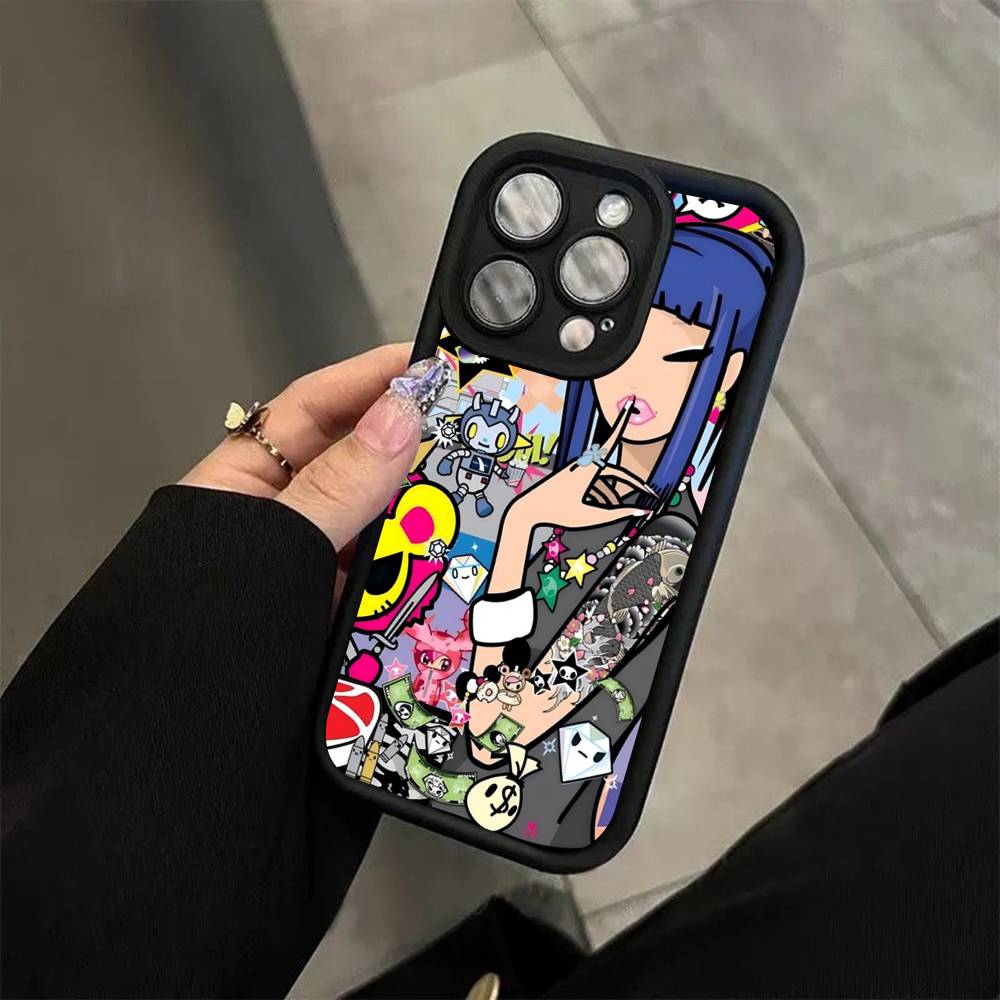 Япония Tokidokis Для iPhone 17 16 15 14 13 12 11 Pro Max Plus Черный Полное Покрытие Мягкий Фунда Силиконовый Чехол