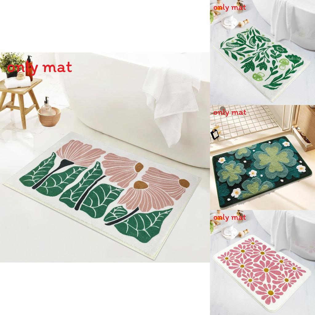 Sweet Flower Pattern Plush Absorbent Floor Mat Carpet For Bedroom Or Bathroom
