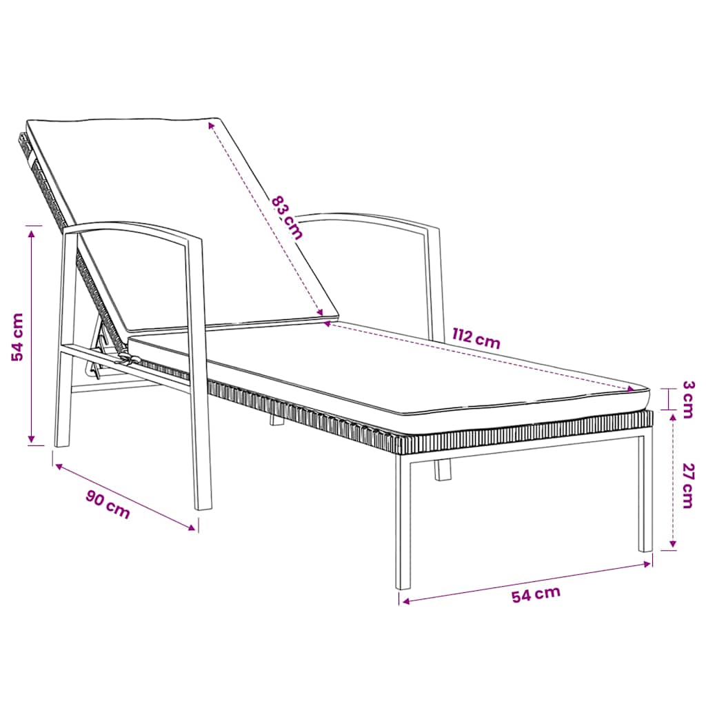 2 Piece Sun Lounger Set with Table Poly Rattan Grey